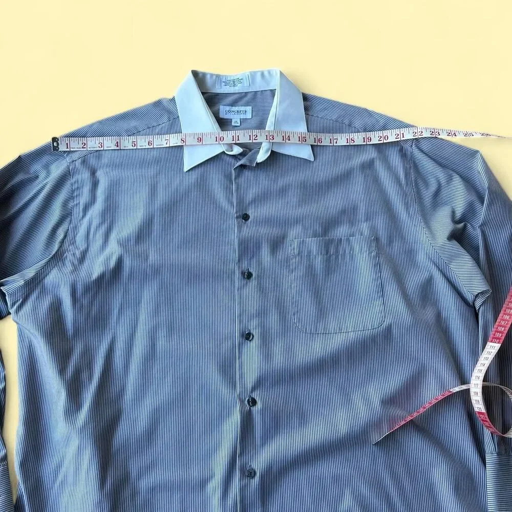 Blue & White Striped Cotton Dress Shirt